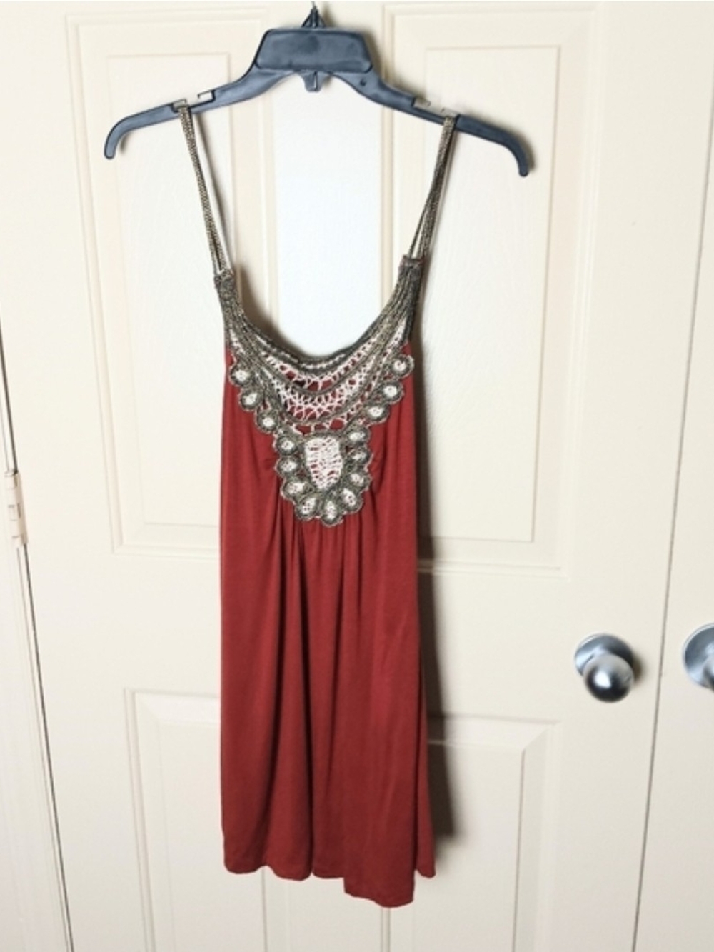 A.n.a Women Scoop Neck Brick Red Bohemian Camisole Top Size XL NWT